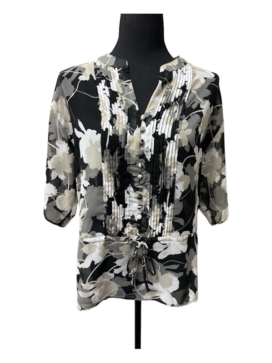 Banana Republic Tops - Banana Republic Floral Blouse Small Sheer Pleated Button Boho Tie Waist Top